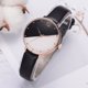 thumbnail image 2 of DISU Reloj de pulsera de cuarzo con pantalla analógica y correa de PU con esfera redonda para mujer de estilo informal (negro), 2 of 3