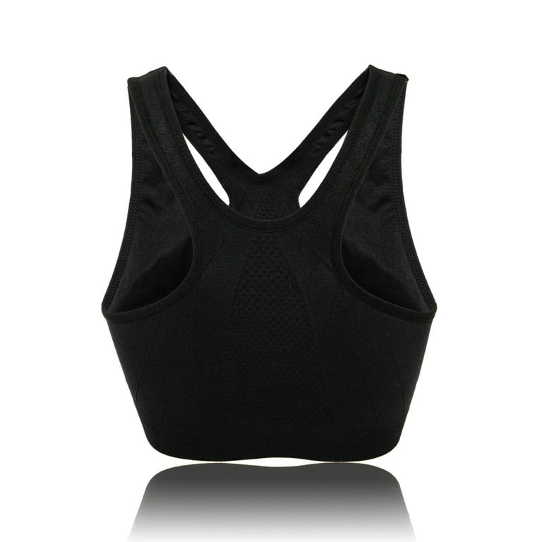 DODOING Women's Black Front Zipper Closure Sports Bra Removable Cups High  Support Workout Sports Bra
