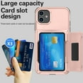 thumbnail image 2 of For iPhone 11 Case with Card Holder Heavy Duty Protective Kickstand Dual Layer Shockproof Hidden Card Slot Slim Wallet Military Protection Rugged Case for iPhone 11,Blue, 2 of 11