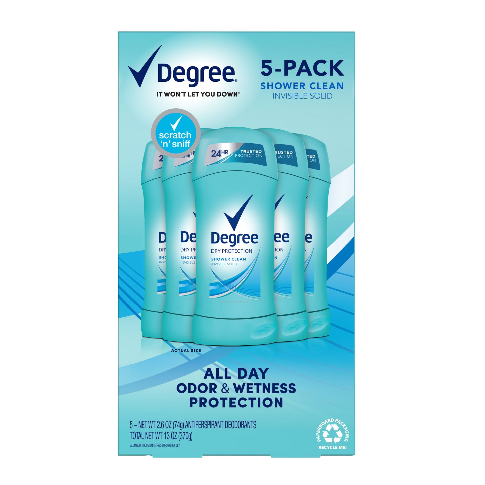 Degree Women Shower Clean Dry Protection Deodorant 5 Pack. Walmart