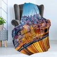 thumbnail image 4 of European Soft Flannel Fleece Throw Blanket, Medieval Town Coast Portuguese Porto Old City Historical Twilight Scenery, Cozy Plush for Indoor and Outdoor Use, 50" x 60", Ginger Pale Blue, by Ambesonne, 4 of 5
