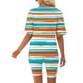 thumbnail image 4 of XWSHYW Womens Clothes Women Casual Summer V Neck Short Sleeve Tops And Short Pants Suit, Sizes S-3XL, 4 of 7