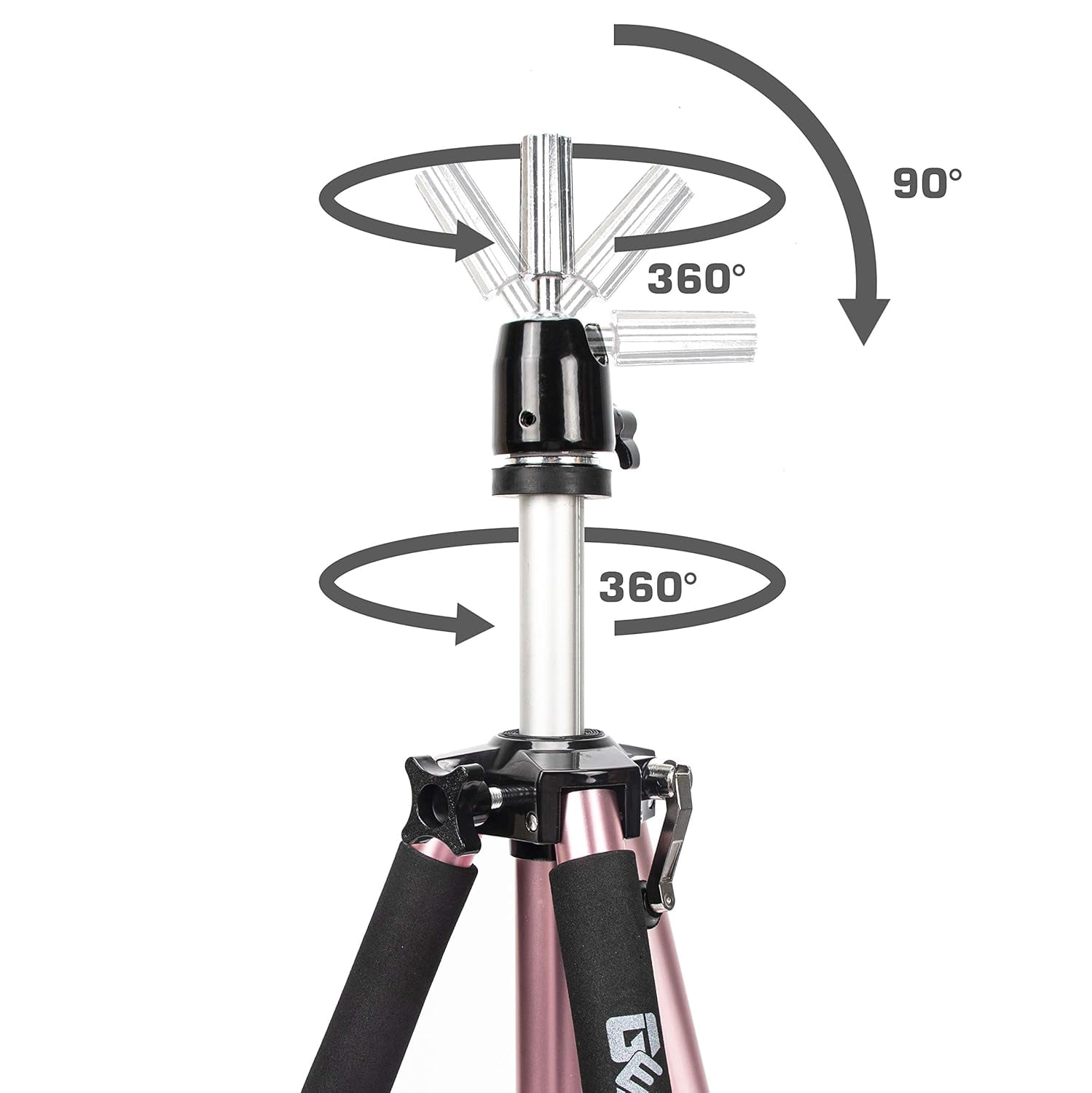 GEX Upgraded Heavy Duty Canvas Block Head Tripod Cosmetology Training Doll Head Stand Mannequin Manikin Head Tripod Wig Stand With Travel Bag (Rose Gold(Version 2.0))