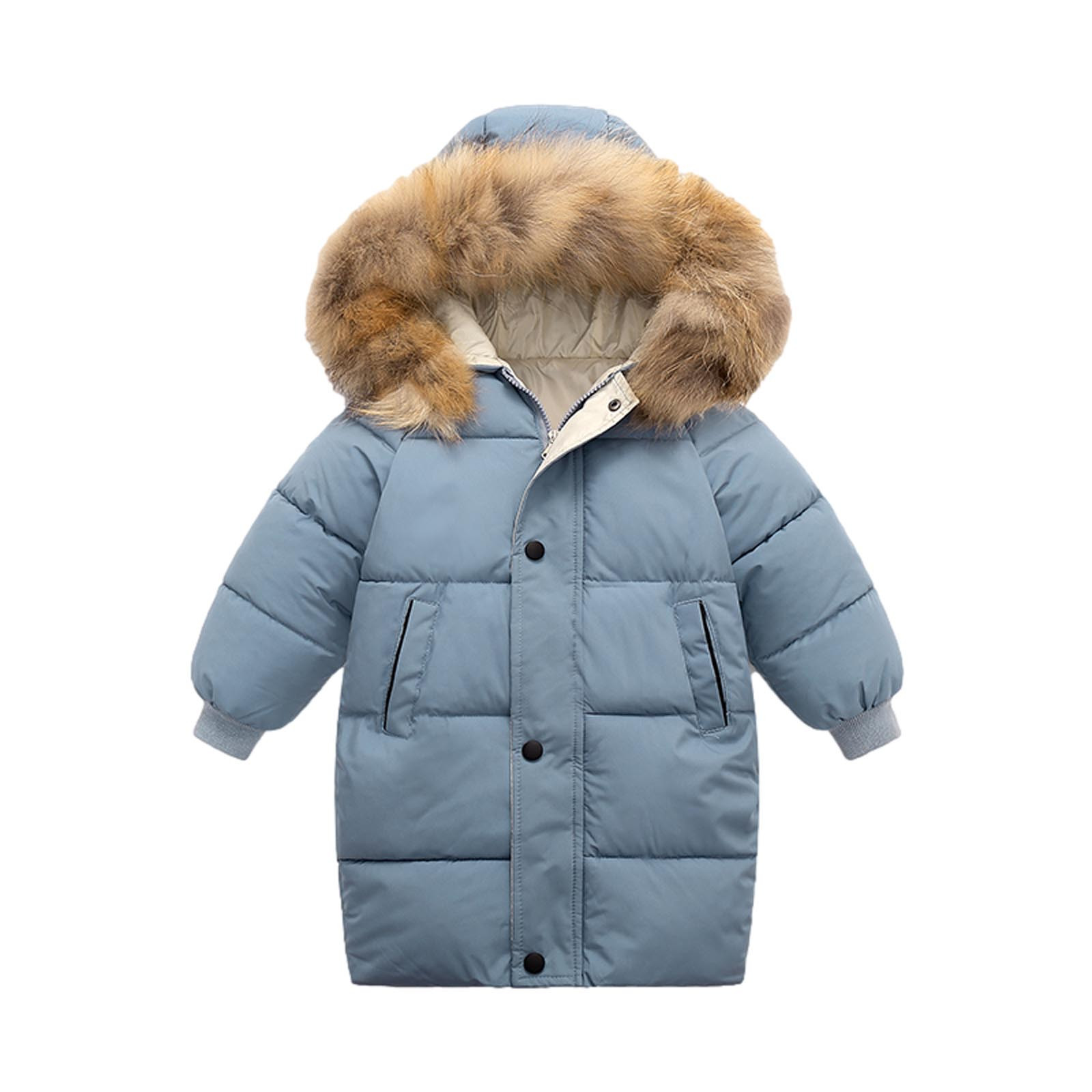 Verugu Toddler Baby Girls Boys Winter Coat Thicken Warm Jackets Baby Hooded Snow Outwear Coat Kids Thicken Warm Down Coat Winter Hooded Long Cotton Down Jackets Outerwears Blue, 12-24 Months - image 1 of 3