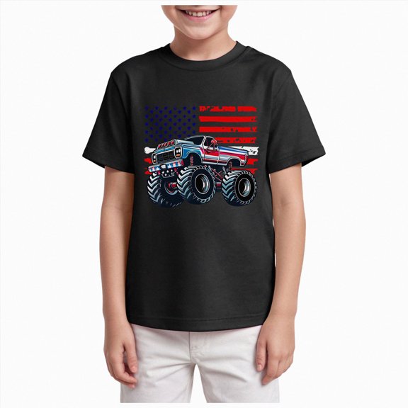 dmqupv Kids Red White and Blue Shirt Boys Fourth of July Crewneck Tee USA Flag Patriotic Casual Holiday Clothes Black,5-6 Years
