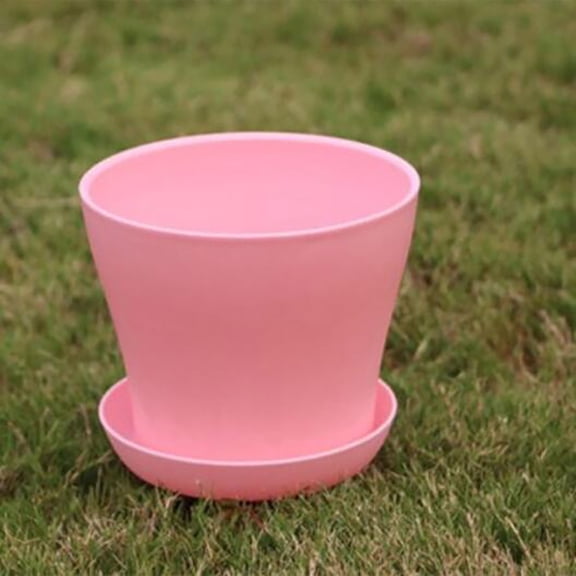 ACDANC 6 Inch Flower Pots Planters for Outdoor Indoor, 1 Pack Plastic Plant Pots with Drainage Hole & Tray, Modern Decorative Garden Pot with Saucer, Planters for House (Pink)