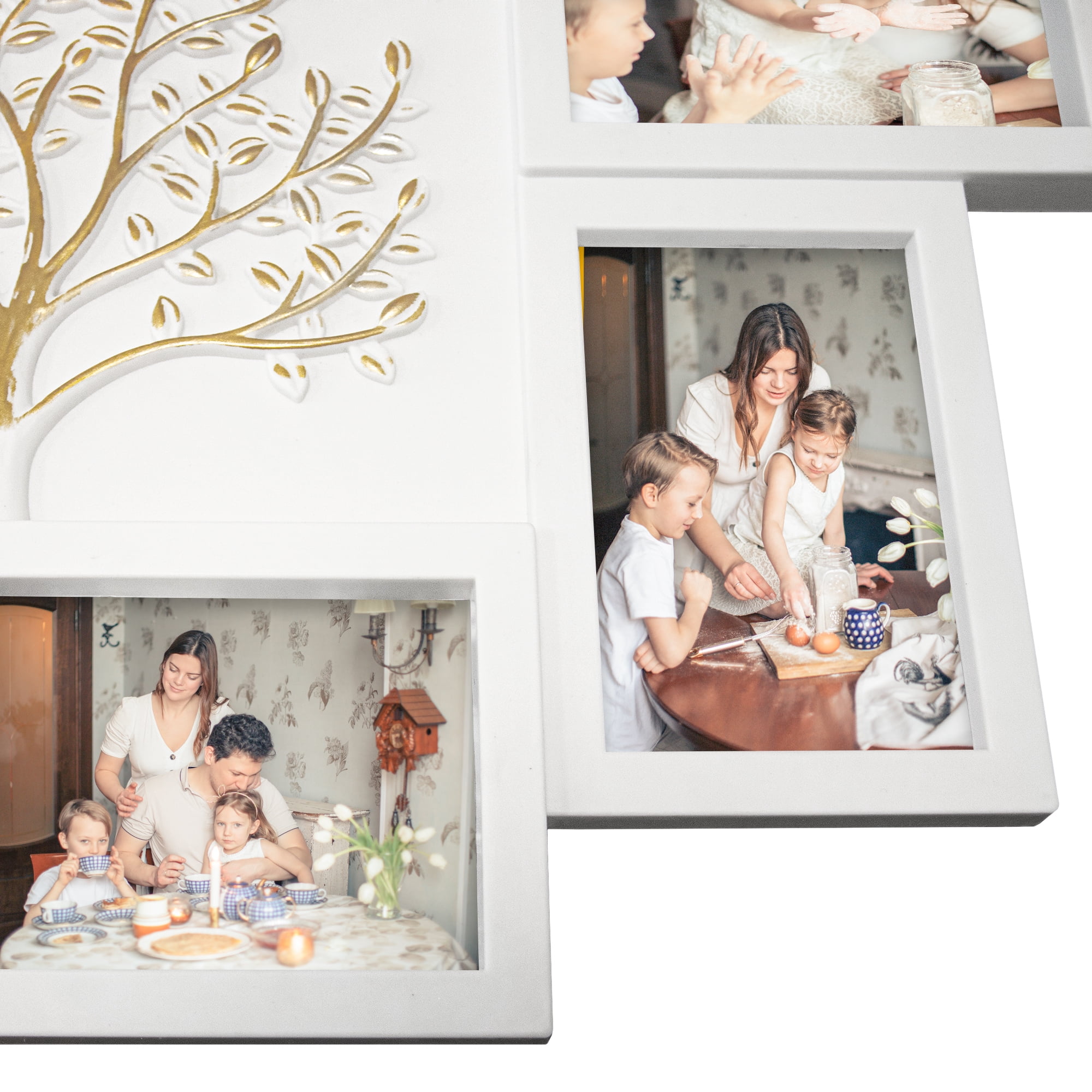8-Opening White Collage Photo Frame - Multi-Decor Wall Display for Home, Family, and Friends