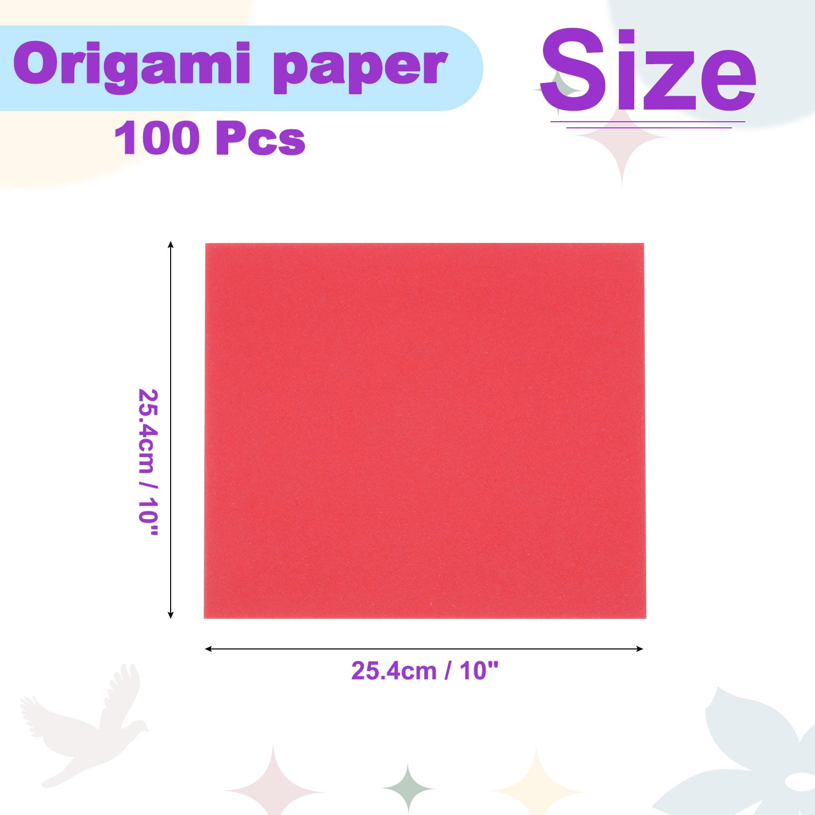 Uxcell 100 Sheets 10x10 Inch Origami Paper, 10 Colors 70gsm Square Origami Paper
