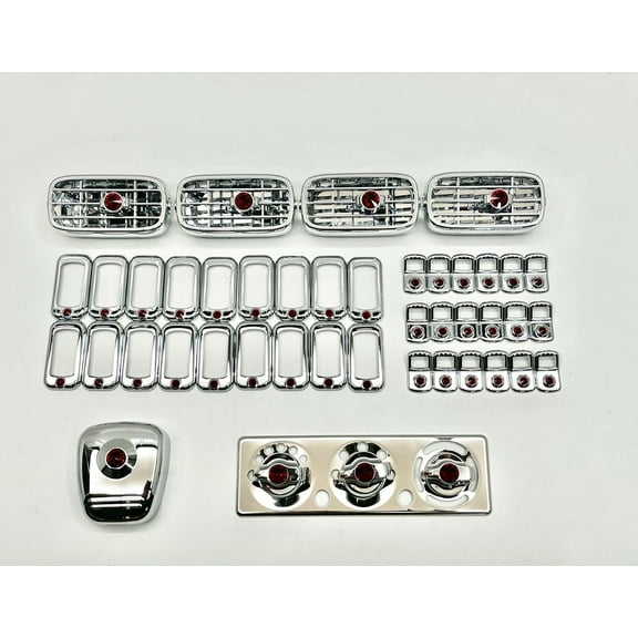 Chrome Plastic Trim Kit W/Red Diamond, Jewels. Fits 2006 and Newer Peterbilt