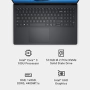 Dell DC15250 15.6 FHD 120Hz Laptop, Intel Core 3 100U, 8GB DDR5 RAM, 512GB SSD, Carbon Black
