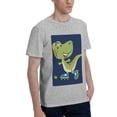 thumbnail image 2 of Bingfone Dino Playing Roller Skate Men'S Loose Fit Short-Sleeve Pocket T-Shirt, 2 of 7