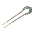 thumbnail image 3 of Double Prong Hair Pin U Shaped Crystal Chignon HairPin Stick Hairstyle Accessory for Women Girls(Blue), 3 of 4