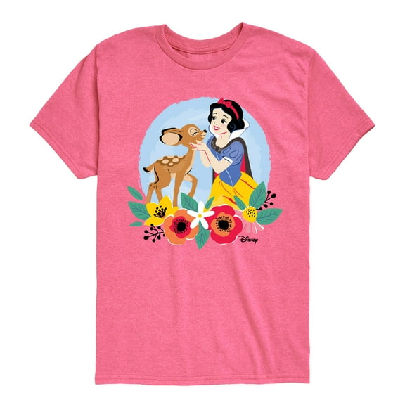Disney - Floral Snow White Deer - Toddler & Youth Short Sleeve Graphic T-Shirt