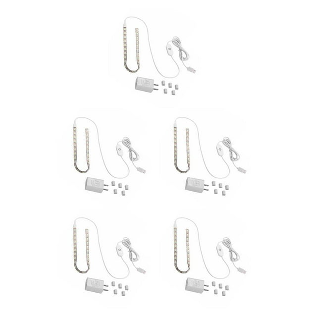 jesticaly Sewing Machine White Light Strip LED Light with Touch Dimmer USB Power Supply No.01 US Plug 5Set