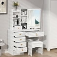 thumbnail image 4 of Yedigre Vanity Desk with Sliding Mirror and Lights,Bedroom Dressing Table,Makeup Table with Drawers & Shelves,Hidden Storage Space, 4 of 8
