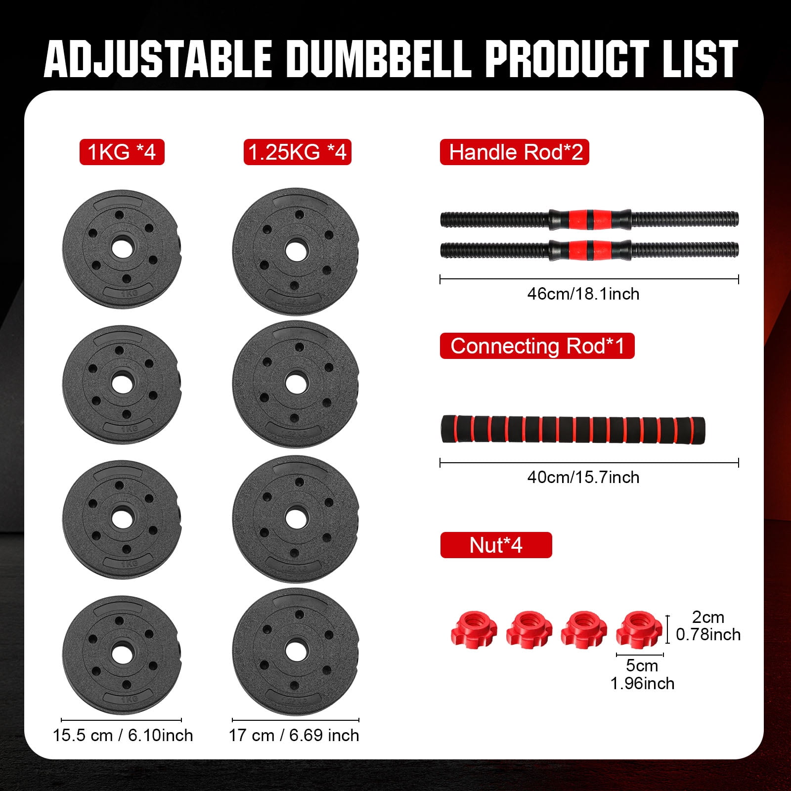 Adjustable Dumbbell Set, 22lbs Free Weights Dumbbells Set, 3 in1 Dumbbells Set Used as Barbell,Push-up Stand, Weight Set for Home Gym, Fitness Workout Equipment for Men Women