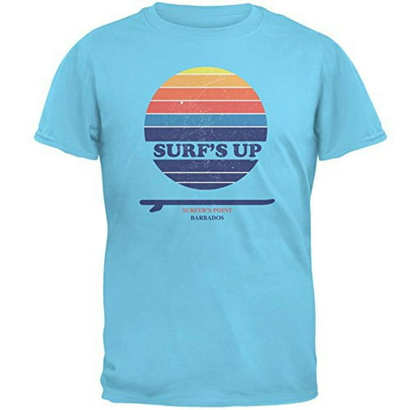 Surf's Up Surfer's Point Barbados Mens T Shirt Sky MD