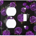 thumbnail image 4 of Metal Light Switch Plate Outlet Cover Dark Purple Roses Black Pinstripe Wallpaper ROS044, 4 of 13