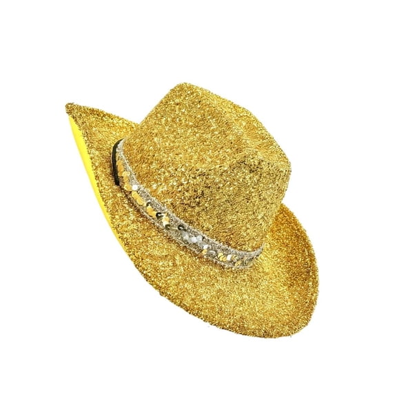 Giaone Stylish Glitter Powder Western Hat for Unisex Sparkling Fabric Cowboy Hats