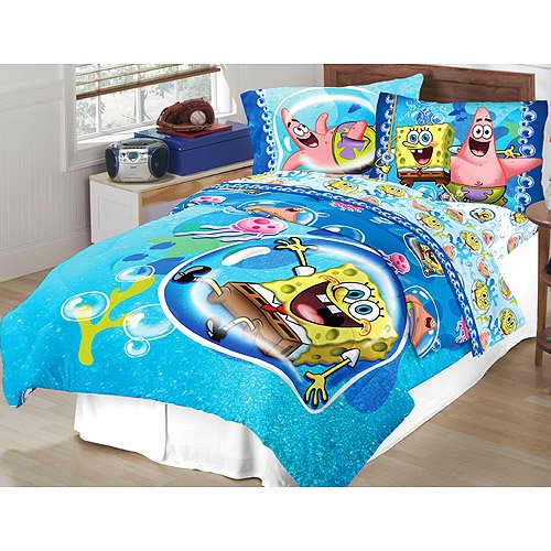 Spongebob Twinfull Comforter Set Playful Bubbles Bedding