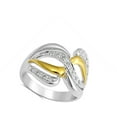 thumbnail image 4 of Gold-Tone Wave Clear CZ Criss Cross Infinity Sterling Silver Ring White 925 Female Size 8, 4 of 4