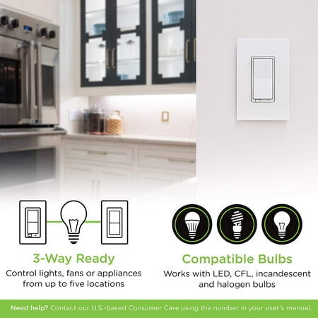 Enbrighten - Z-Wave Plus Smart In-Wall Switch - White & Light Almond