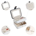 thumbnail image 3 of REGALWOVEN 2 Layer Accessory Box with Mirror, PU Leather Accessory Organizer Case Storage Display Holder White, 3 of 7