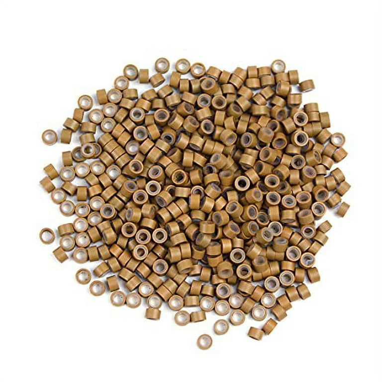 Rinhoo Trade 500Pcs Micro Rings 5mm Silicone Lined Aluminum Link Beads for  Hair Extensions Tools, Dark Brown 