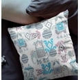 thumbnail image 4 of 18" White Cyan Tribal Indoor Outdoor Zip Throw Pillow, 4 of 4