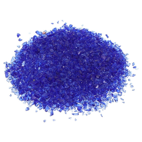 Uxcell Decorative Glass Gravel 450g/1lb 3-6mm Irregular Rock Sand Stone Broken Crushed Glass Chips, Dark Blue