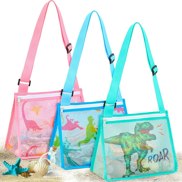 PASHOP Kids Beach Bag, 3 Pack Seashell Bags for Kids, Beach Toys Mesh ...