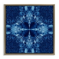 Stupell Industries Blue Detailed Symmetry Abstract Painting Brown Floater Framed Canvas Art Print Wall Art, 18 x 18