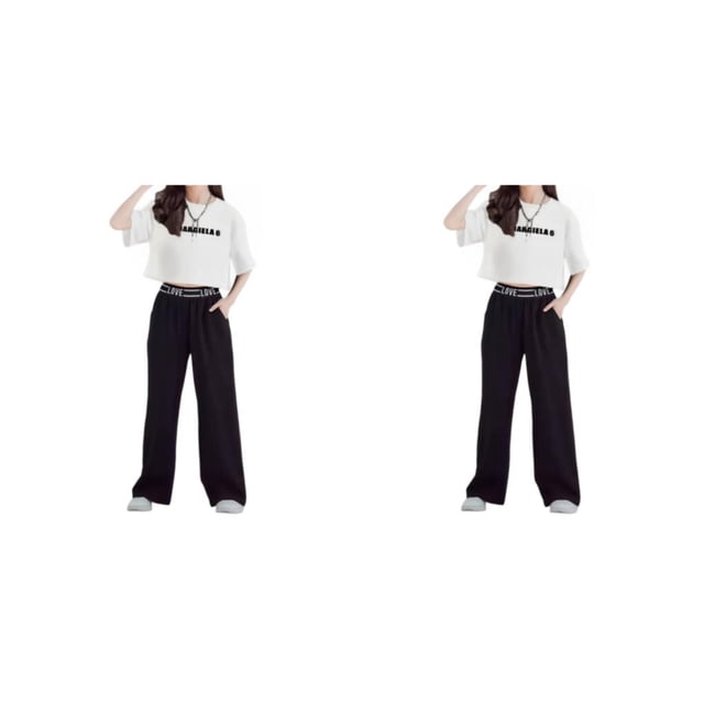 Minnieouse Fiesta Banquete Niñas Camiseta de algodón de manga corta Conjunto de pantalones de pierna ancha Niños Tops Pantalones Kit Ropa Type5 NO5