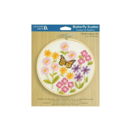 Leisure Arts Emb Kit 6" Butterfly Scatter