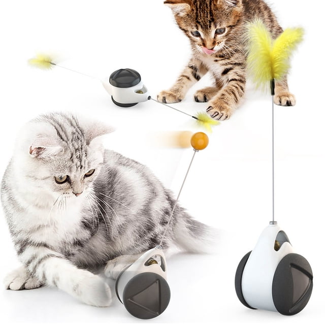 Xihbxyly Juguete Interactivo para Gatos, Bola Giratoria de 360 Grados, Atractiva Bola de Hierba Gatera, Juguete Multifuncional, Juego En Interiores, Gatos Felices y Saludables, Material Abs Seguro.