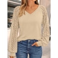 thumbnail image 6 of FUNING Womens Long Sleeve Shirts V-Neck Lace Tops Business Casual Blouses Tee Trendy 2025 Fall Fashion Outfits Clothes, 6 of 6