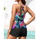 thumbnail image 2 of Traje de baño Tankini Tempt Me 2025 negro con estampado floral y pantalones cortos para mujer, 2 of 6