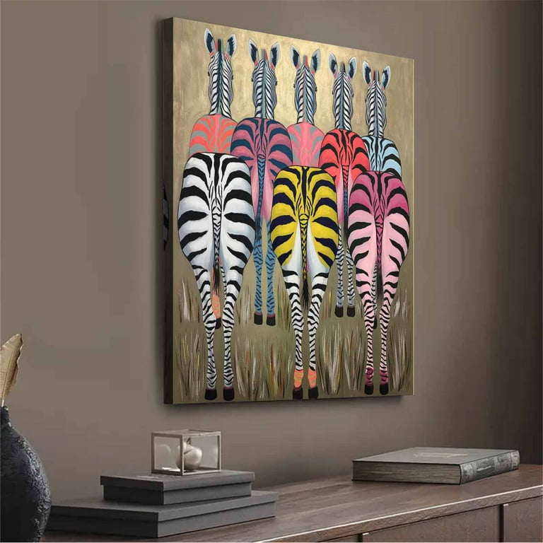 Vintage Abstract Zebra Canvas Wall Art Paintings for Bedroom