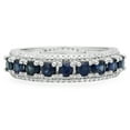 thumbnail image 3 of Dazzlingrock Collection 14K Round Blue Sapphire & White Diamond Ladies Anniversary Wedding Band, White Gold, Size 5, 3 of 4