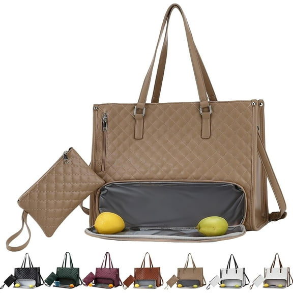 Packuum Tote Bag, 2025 Upgraded Packuumbagsco 3 In 1 Tote Bag for Lunch, 15.6 Inch Laptop with Insulated Luncheon Compartment