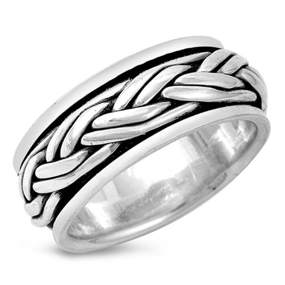 Oxidized Men's Celtic Spinner Wedding Ring Sterling Silver Rope Band 925 Jewelry Female Male Size 7