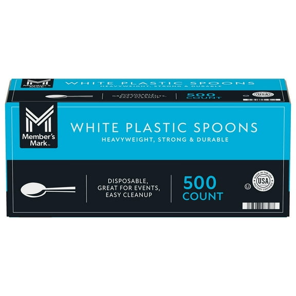 Member's Mark Heavyweight White Plastic Spoons, 500 ct.