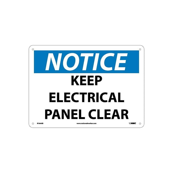 National Marker Notice Signs; Keep Electrical Panel Clear 10X14 .040 Aluminum N164AB