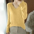 thumbnail image 2 of V Neck Long Sleeve for Womens Fuzzy Knit Casual Sweaters Teen Girls Cute Soft Pullover Tops Jumper, 2 of 4