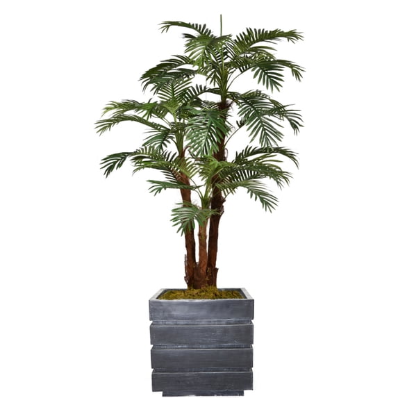 Vintage Home Artificial Faux Real Touch 72" Tall Palm Tree With Eco-Paper Planter And Fiberstone Planter