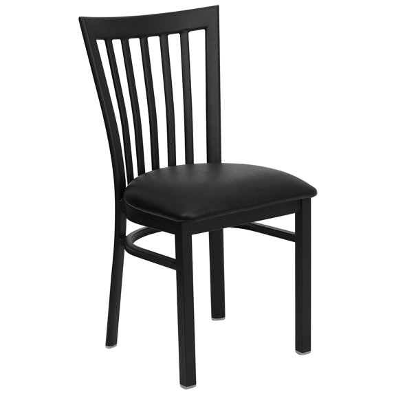 Bowery Hill Industrial Vinyl/Metal School House Back Dining Chair in Black