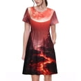 thumbnail image 1 of Balery Red Moon Lava Vestidos sueltos de manga corta para mujer, vestidos de verano 2025, vestidos casuales de corte A con vuelo., 1 of 6