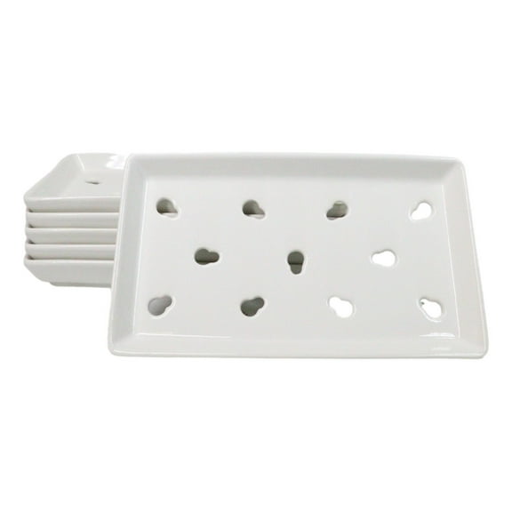 Pack Of 6 Ceramic White Neta Zara Sushi Case Plates With Drip Holes 9" By 5"