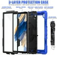 thumbnail image 3 of 3 Layer Case for Samsung Galaxy Tab A8 10.5" 2022 SM-X200/X205/X207, for Kids Heavy Duty Protective Case with Screen Protector & Stylus Holder & 360 Rotating Stand Hand/Shoulder Strap, Blue, 3 of 10