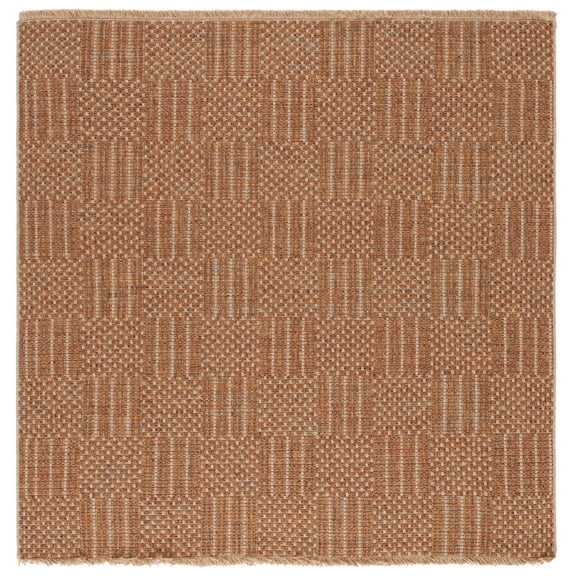 SAFAVIEH Wicker Kebo Geometric Indoor/Outdoor Area Rug, Natural/Brown, 6'7" x 6'7" Square